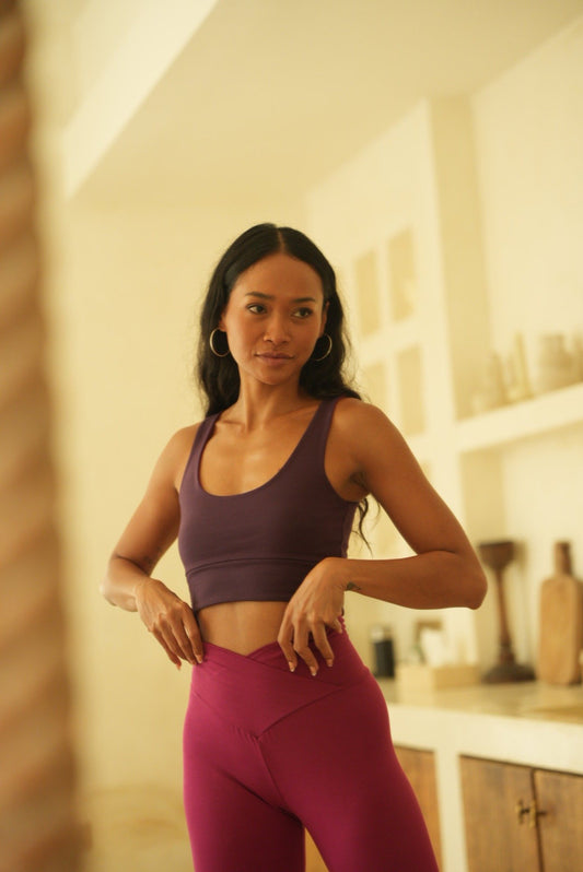 Damen Yogalegging Wild Hibiscus aus Bio Baumwolle – Made in Germany_yogiliebe