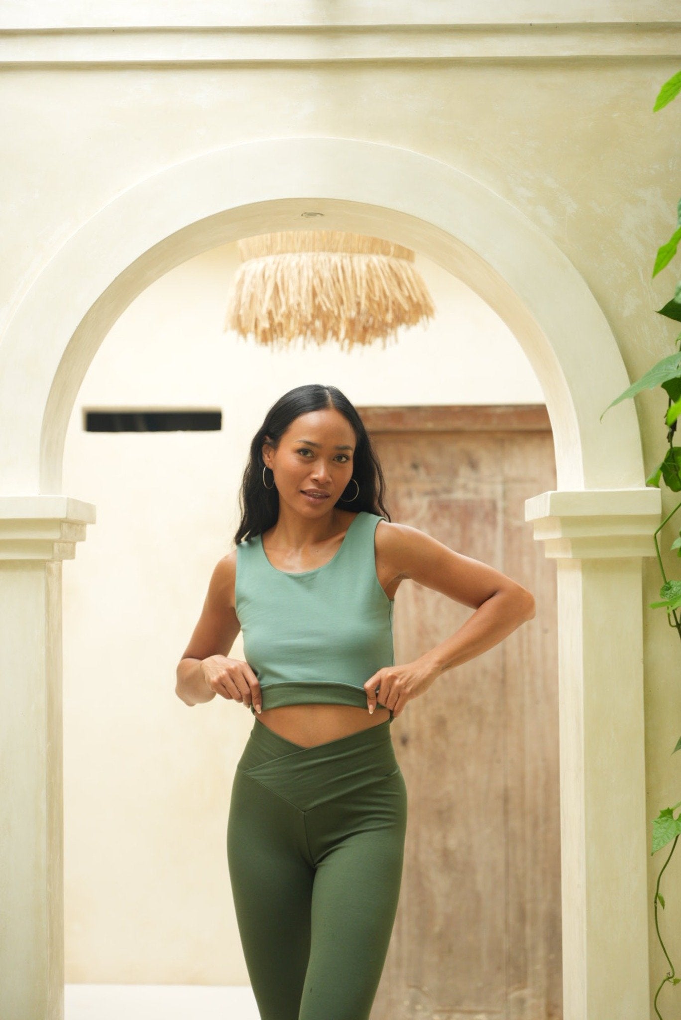 Slow Fashion Damen Yogalegging Emerald Forest Made in Germany